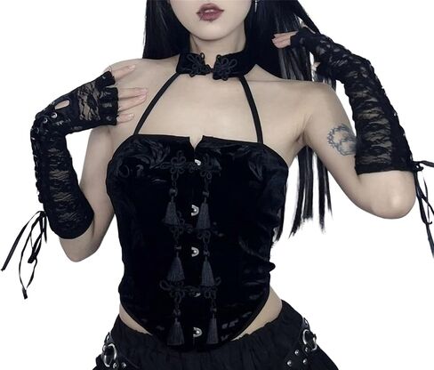 Gothic Tank Top for Women Steampunk Sleeveless Y2K Punk Rave Emo Summer in Kuwait