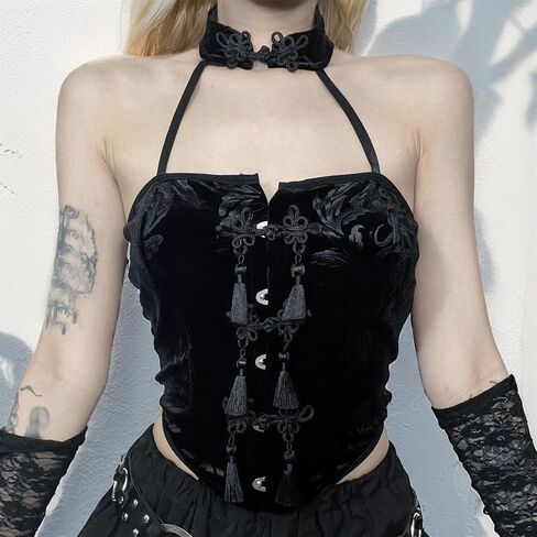 Gothic Tank Top for Women Steampunk Sleeveless Y2K Punk Rave Emo Summer in Kuwait