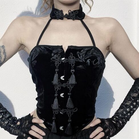 Gothic Tank Top for Women Steampunk Sleeveless Y2K Punk Rave Emo Summer in Kuwait