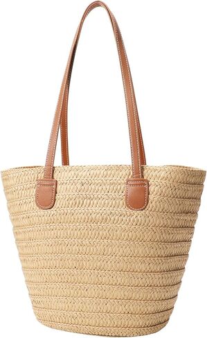 JASGOOD Straw Shoulder Bag Summer Large Beach Bag for Women Woven Straw Beach Tote Bag Travel Vacation Shopping Bag in Saudi Arabia