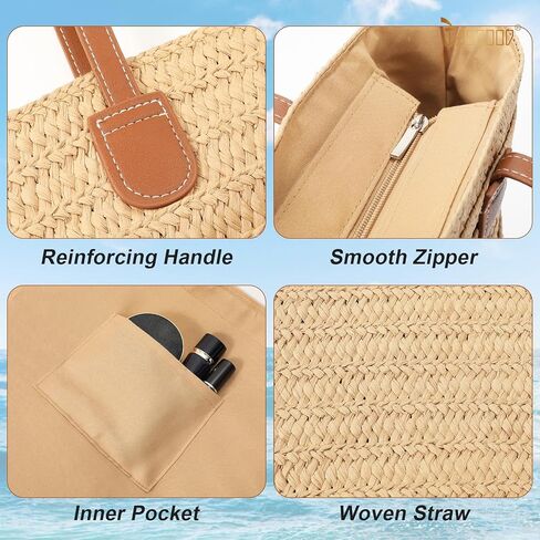 JASGOOD Straw Shoulder Bag Summer Large Beach Bag for Women Woven Straw Beach Tote Bag Travel Vacation Shopping Bag in Saudi Arabia