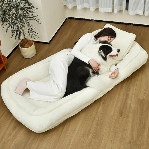Human Dog Bed, 40"x40"x40" Human Size Dog Bed with Soft MATS，Large Dog Bed Can be Washed in Saudi Arabia