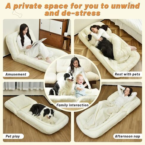 Human Dog Bed, 40"x40"x40" Human Size Dog Bed with Soft MATS，Large Dog Bed Can be Washed in Saudi Arabia