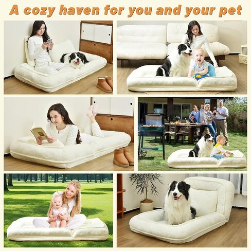 Human Dog Bed, 40"x40"x40" Human Size Dog Bed with Soft MATS，Large Dog Bed Can be Washed in Saudi Arabia