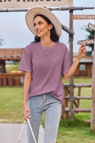 Zeagoo Women's 2 Pack T-Shirts Short Sleeve Tops Summer Casual Blouse Crew Neck Basic Shirt Loose Fit Tees in Saudi Arabia