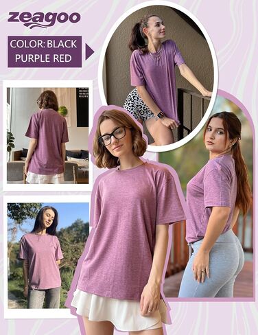 Zeagoo Women's 2 Pack T-Shirts Short Sleeve Tops Summer Casual Blouse Crew Neck Basic Shirt Loose Fit Tees in Saudi Arabia