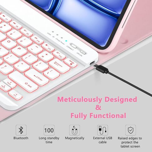 BQSS Keyboard Case for iPad Pro 13 Inch (M4) 2024 Case with Keyboard for iPad Pro 13" M4 Case with Wireless Detachable Backlit Keyboard for iPad Pro Keyboard Case with Pencil Holder Black in Saudi Arabia