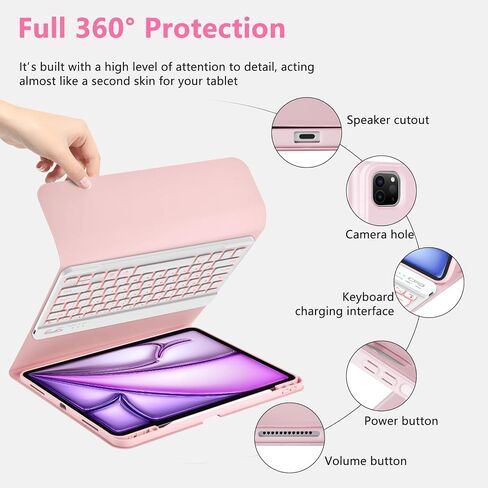 BQSS Keyboard Case for iPad Pro 13 Inch (M4) 2024 Case with Keyboard for iPad Pro 13" M4 Case with Wireless Detachable Backlit Keyboard for iPad Pro Keyboard Case with Pencil Holder Black in Saudi Arabia