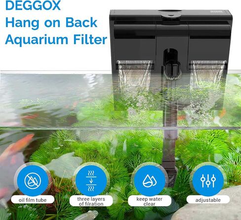Aquarium Filter for 20-45 Gallon Tank,Hang On Back Aquarium Filter Quiet Powerful Pump 170GPH for Aquarium Turtle Tank Surface Skimmer Equipment in Saudi Arabia