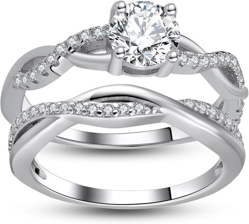 Queena CZ Wedding Ring Set for Women 14k or Rose Gold Plated Sterling Silver Engagement Ring and Band Set Fake Engagement Rings for Women, Travel Bridal Sets, Cubic Zirconia Promise Rings for Her in Kuwait