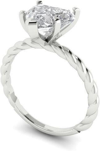 Clara Pucci 2 ct Heart Cut Moissanite 18K White Gold Solitaire Wedding Engagement Bridal Promise Ring in Saudi Arabia