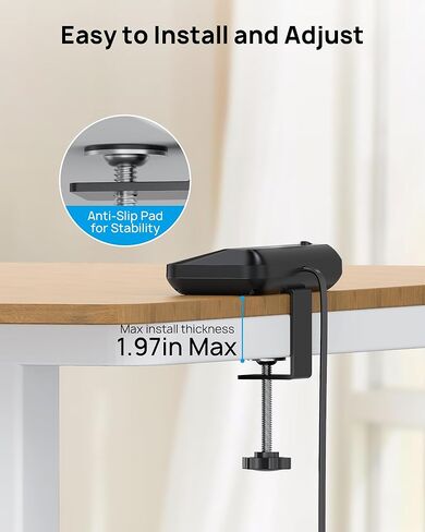 TROND Desk Clamp Power Strip - 1700J Surge Protector with 7 Outlets, Desktop Edge Mount Power Strip, Fit 1.97" Tabletop, 6FT Flat Plug Extension Cord for Teacher Must Haves, Office, ETL List, Black in Kuwait