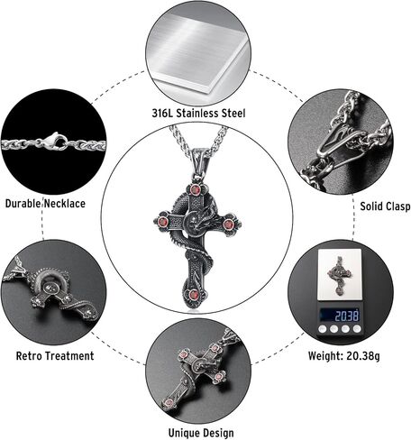 Skull Necklace Stainless Steel Gothic Punk Skull Pendant Necklace Jewelry for Men Boys in Kuwait