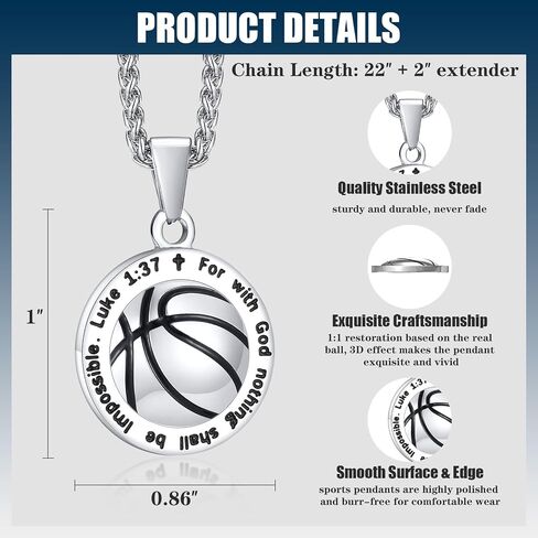 Bible Verse Soccer Basketball Baseball Football Necklace for Men Women 𝐁𝐨𝐲𝐬 𝐆𝐢𝐫𝐥𝐬, Inspirational Scripture Prayer Ball Pendant Chains Religious Faith Christian Gifts Cool Sports Fan Jewelry in Kuwait