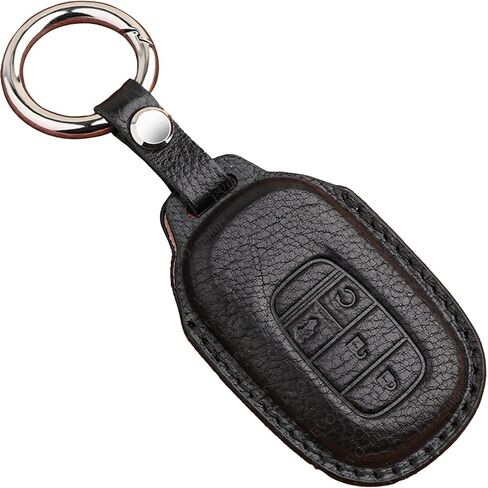 for 2022 2023 Honda Civic CRV HRV Accord Remove Key Cover Compatible 4 Buttons Key Cover Genuine Leather Protector Shell Case with Keychain Accessories EX EX-L(Black) in Kuwait