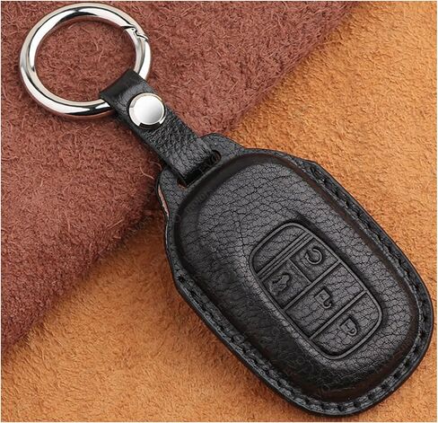 for 2022 2023 Honda Civic CRV HRV Accord Remove Key Cover Compatible 4 Buttons Key Cover Genuine Leather Protector Shell Case with Keychain Accessories EX EX-L(Black) in Kuwait
