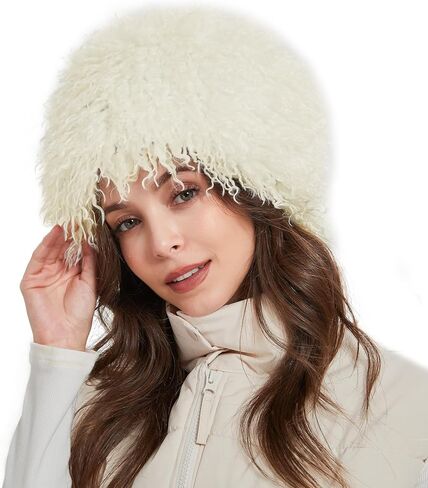 Winter Faux Fur Hat for Women Beanie Skull Cap Furry Bucket Hat Ushanka Cossack Russian Style in Saudi Arabia