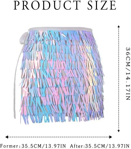 GRAEEN Sequin Tassel Skirt Glitter Fringe Dance Skirt New Year Eve Festival Rave Skirt for Women and Girls in Saudi Arabia