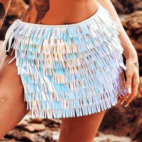 GRAEEN Sequin Tassel Skirt Glitter Fringe Dance Skirt New Year Eve Festival Rave Skirt for Women and Girls in Saudi Arabia