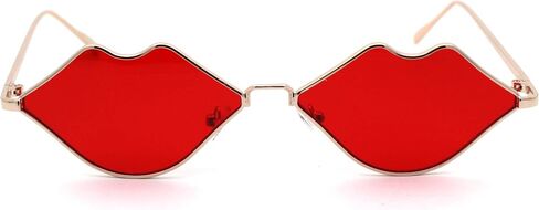 Womens Kissing Lip Shape Metal Rim Hippie Sunglasses in Saudi Arabia