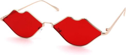 Womens Kissing Lip Shape Metal Rim Hippie Sunglasses in Saudi Arabia