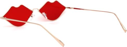 Womens Kissing Lip Shape Metal Rim Hippie Sunglasses in Saudi Arabia