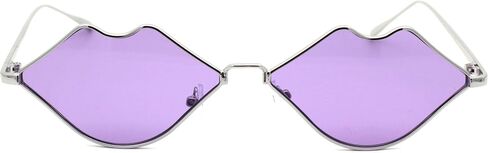 Womens Kissing Lip Shape Metal Rim Hippie Sunglasses in Saudi Arabia