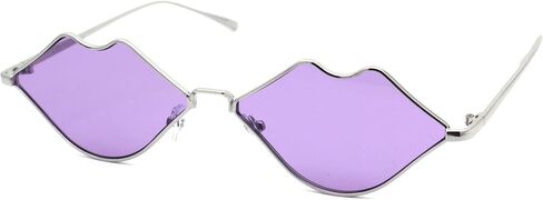 Womens Kissing Lip Shape Metal Rim Hippie Sunglasses in Saudi Arabia