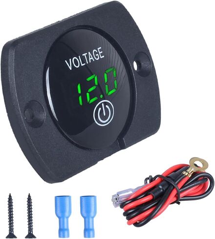 1Pc Car 12V Voltage Gauge with Touch Switch Car Digital Display Volt Gauge, DC 12V 24V with Waterproof Voltmeter Panel for Boat Marine Vehicle Motorcycle Truck ATV UTV Car Blue LED in Saudi Arabia