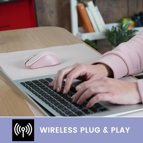 ماوس لاسلكي Perixx PERIMICE-621W - نقرة صامتة مع تصميم Ergo - متوافق مع أجهزة الكمبيوتر المكتبية والكمبيوتر المحمول - لاسلكي 2.4 جيجا هرتز - أبيض in Kuwait