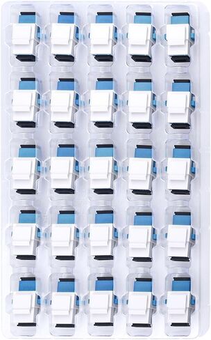25-Pack LC/OM3 Fiber Optic Coupler Keystone Jack Modular for Patch Panels and Wall Plates LC Duplex Multimode, Aqua Blue in Saudi Arabia