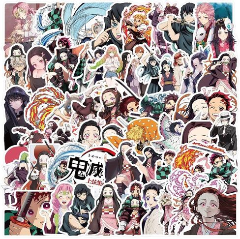 50Pcs Anime Demon Black and White Decals Popular Classic Anime Stickers Cartoon Waterproof Vinyl Decals for Water Bottle Laptop Guitar Car Luggage Skateboard Manga Gifts for Teens in Saudi Arabia