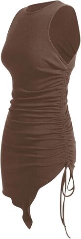 Verdusa Women's Sleevelss Drawstring Side Asymmetrical Hem Short Bodycon Tank Dress in Saudi Arabia