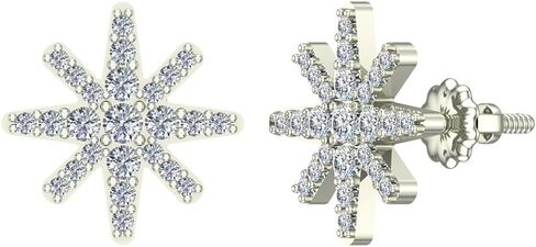 Diamond Earrings Starburst Pave Diamond Studs 14K Gold (1/2 ctw) (G,SI) in Kuwait