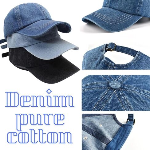 FASHIXD Denim Baseball Cap Hats Washed Outdoor Trucker Caps Travel Adjustable in Kuwait