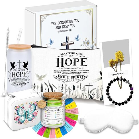 Christian Gifts for Women - 7-Piece Gift Box with Bible Verse Jar, Tote Bag, Cross Bracelet, Mason Jar, and More, Perfect for Birthday, Get Well, Christmas, Mother’s Day, and Religious Occasions in Saudi Arabia