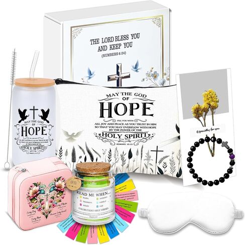 Christian Gifts for Women - 7-Piece Gift Box with Bible Verse Jar, Tote Bag, Cross Bracelet, Mason Jar, and More, Perfect for Birthday, Get Well, Christmas, Mother’s Day, and Religious Occasions in Saudi Arabia