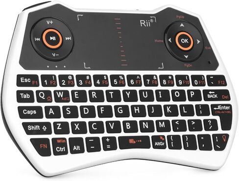 Rii 2.4GHz Mini Wireless Keyboard with Touchpad＆QWERTY Keyboard, Backlit Portable Keyboard Wireless with Remote Control,Built-in Mic and Headphone Port for Online Voice Communication,K28,Black in Saudi Arabia