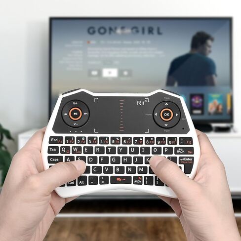 Rii 2.4GHz Mini Wireless Keyboard with Touchpad＆QWERTY Keyboard, Backlit Portable Keyboard Wireless with Remote Control,Built-in Mic and Headphone Port for Online Voice Communication,K28,Black in Saudi Arabia