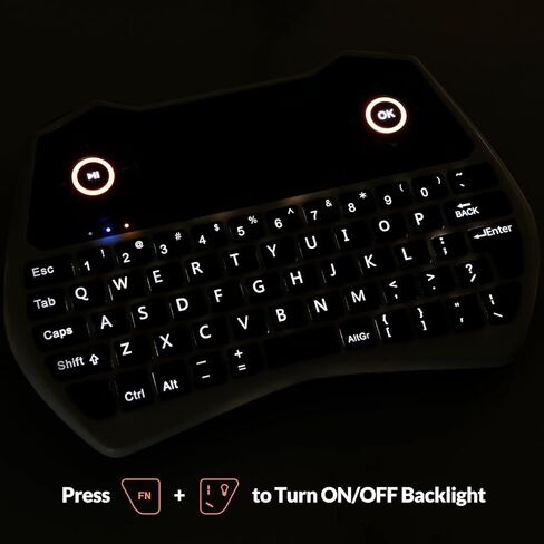 Rii 2.4GHz Mini Wireless Keyboard with Touchpad＆QWERTY Keyboard, Backlit Portable Keyboard Wireless with Remote Control,Built-in Mic and Headphone Port for Online Voice Communication,K28,Black in Saudi Arabia
