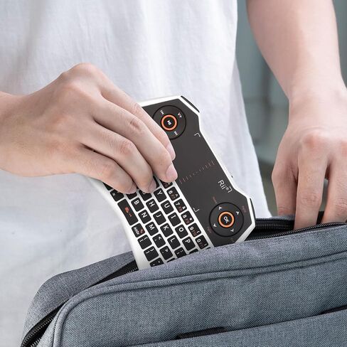 Rii 2.4GHz Mini Wireless Keyboard with Touchpad＆QWERTY Keyboard, Backlit Portable Keyboard Wireless with Remote Control,Built-in Mic and Headphone Port for Online Voice Communication,K28,Black in Saudi Arabia