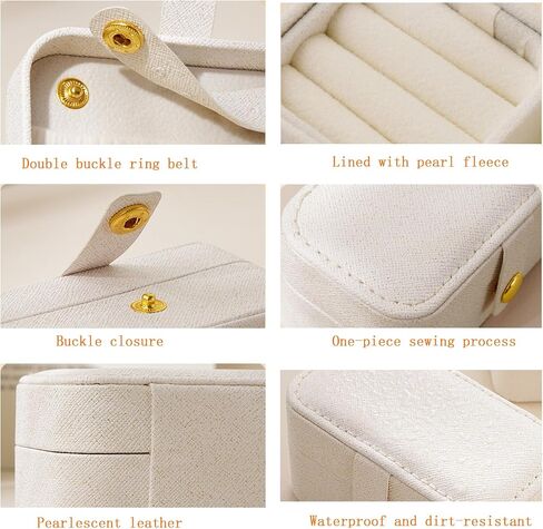 Mini Jewelry Box Organizer with Removable Rings Slots, PU Leather Jewelry Storage Case Travel Size for Women Girls Storage Necklace,Rings,Bracelets, Earrings,(White) in Saudi Arabia