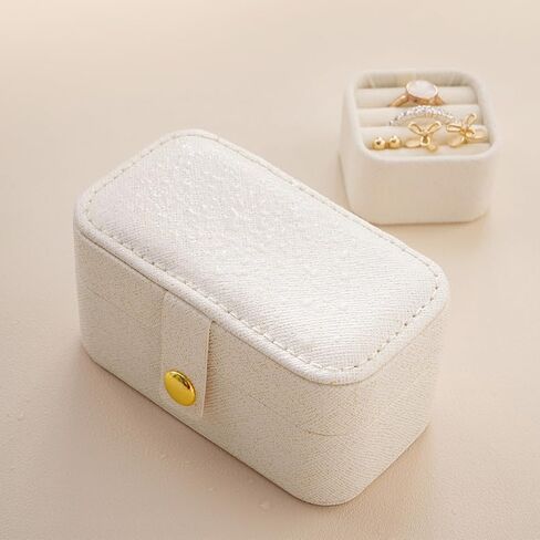 Mini Jewelry Box Organizer with Removable Rings Slots, PU Leather Jewelry Storage Case Travel Size for Women Girls Storage Necklace,Rings,Bracelets, Earrings,(White) in Saudi Arabia