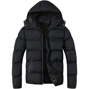 MYJAJAYI Mens Puffer Jackets Insulated Winter Jacket Hood Winter Outwear Water-Resistant