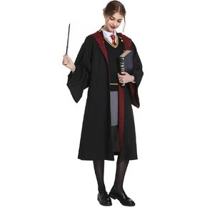 Wizard Robe Cloak with Hood for Adult and Teens, Magician Cosplay Halloween Costume Dress Up for Men and Women