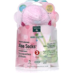 Earth Therapeutics Aloe Vera Socks – Infused with natural aloe vera & Vitamin E – Helps Dry Feet, Cracked Heels, Calluses,Use with Favorite Lotion for Spa Pedicure – Pink/Polka Dots,2 Pairs