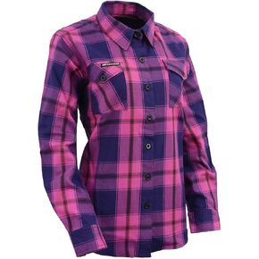 Milwaukee Leather MNG21610 Women's Pink, Blue and Maroon Long Sleeve Cotton Flannel Shirt