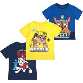 Paw Patrol Nickelodeon Boys 3 Pack Short Sleeve T-Shirt for Toddler and Big Kids
