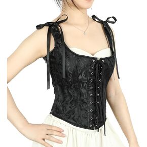 SUOSDEY Women Vintage Floral Corset Top Renaissance Vest Camisole Flower Print Bustier