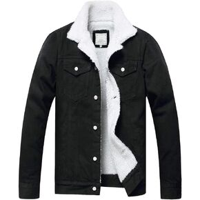 LZLER Men's Fleece Jean Jacket Winter Cotton Sherpa Lined Denim Fur Trucker Jacket